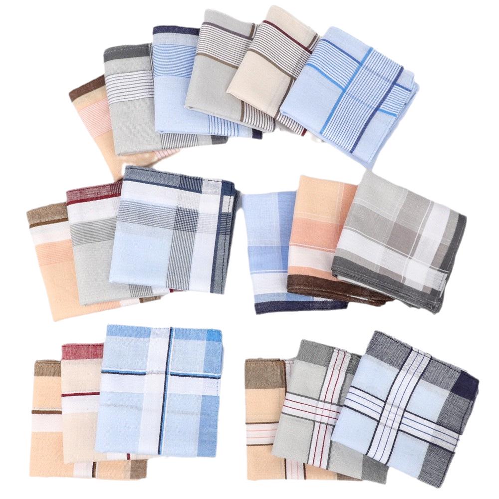 Vintage 40cm Plaid All-Cotton Men's Sweat-Absorbent Handkerchief