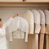 5Pcs Semi-Package Clothes Dust Cover Waterproof Transparent Suit Coat Storage Bag Short Wardrobe Hanging Clothes Cover