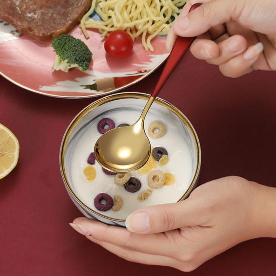 Stainless Steel Dessert Spoon Smooth Modern Spoons Design Coffee Soup Edge Kids Rust-Proof Dishwasher