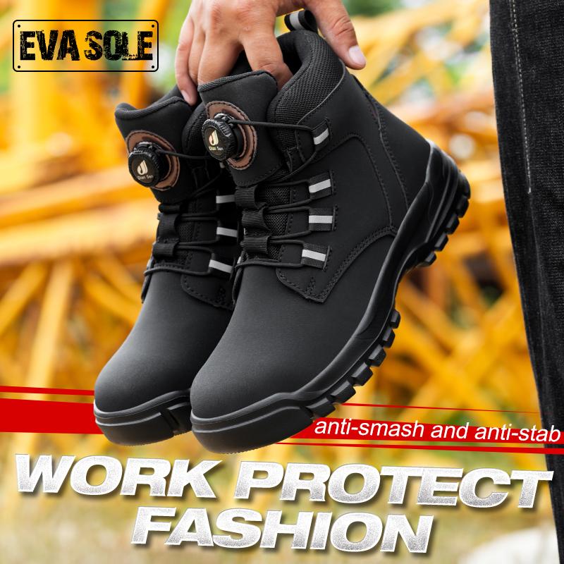 Waterproof Men Work Boots Safety Steel Toe Indestructible Shoes Anti-smash Puncture-Proof Kevlar Insoles Industrial Boots