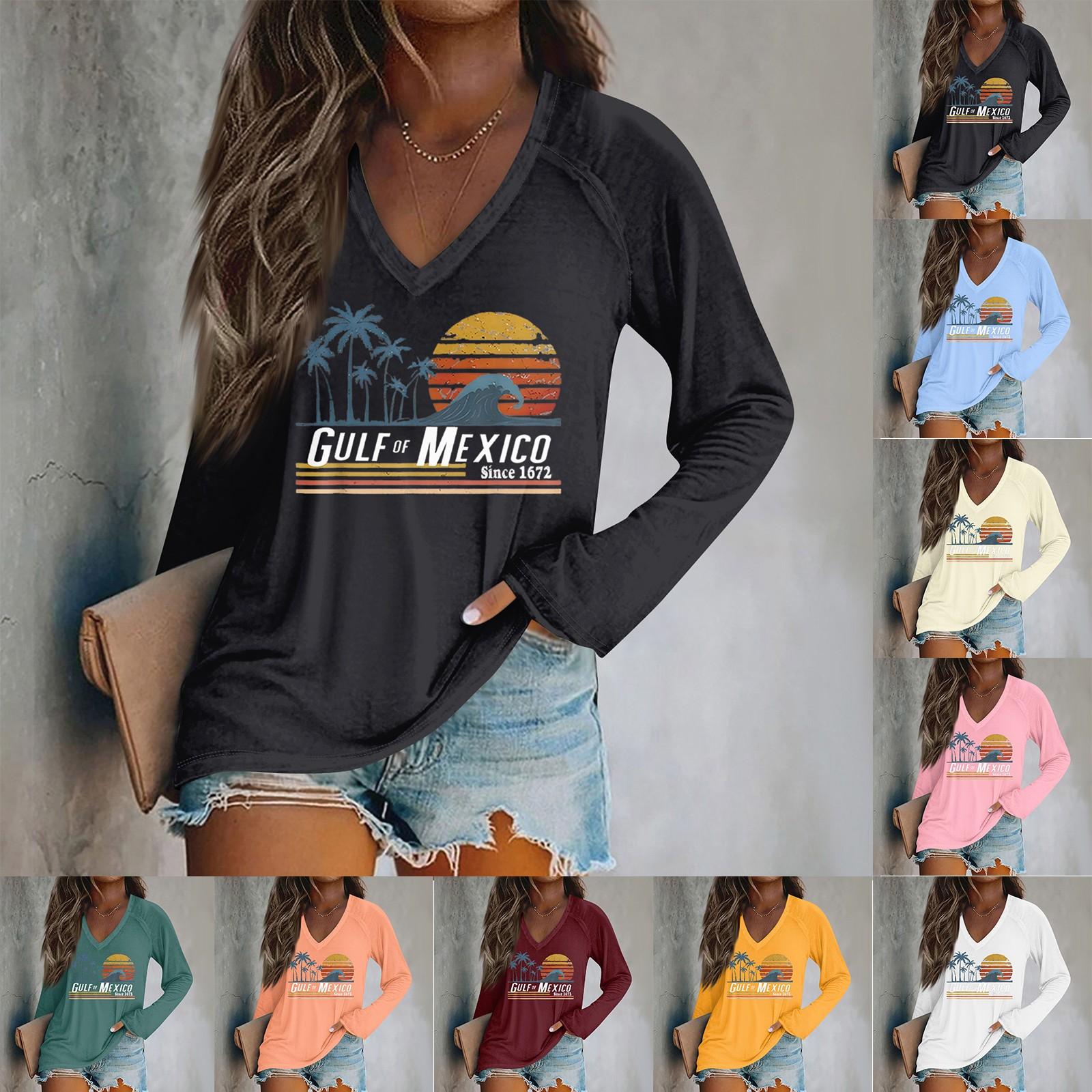 

Женская футболка Of Mexico с длинным рукавом и V-образным вырезом в стиле ретро XL