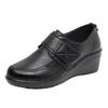 Work shoes middle-aged and elderly middle-aged mother shoes soft leather new soft-soled wedge heel women's shoes medium heel single shoes women 2025