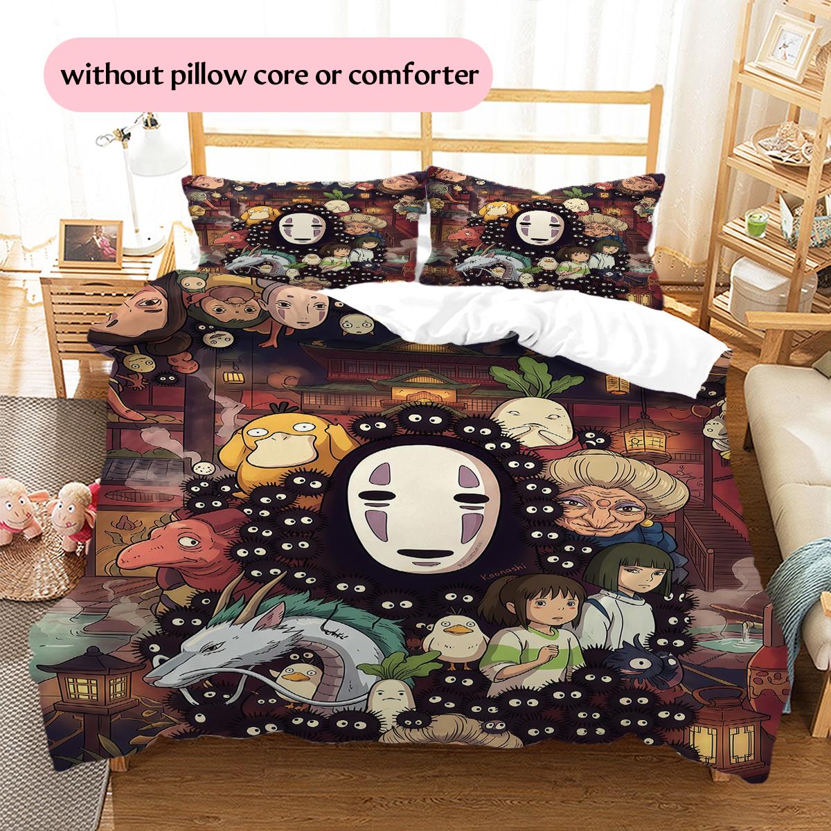 

Spirited Away Character Collage Pattern Bedding Home Decoration Festival Gift (1 * duvet cover + 2 * pillowcase, without core) 135x200cm