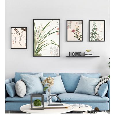 Canvas Painting Picture Wall Art Decoration Customized Vintage Art Chinese Style Meilan Bamboo And Letters Poster Print Home