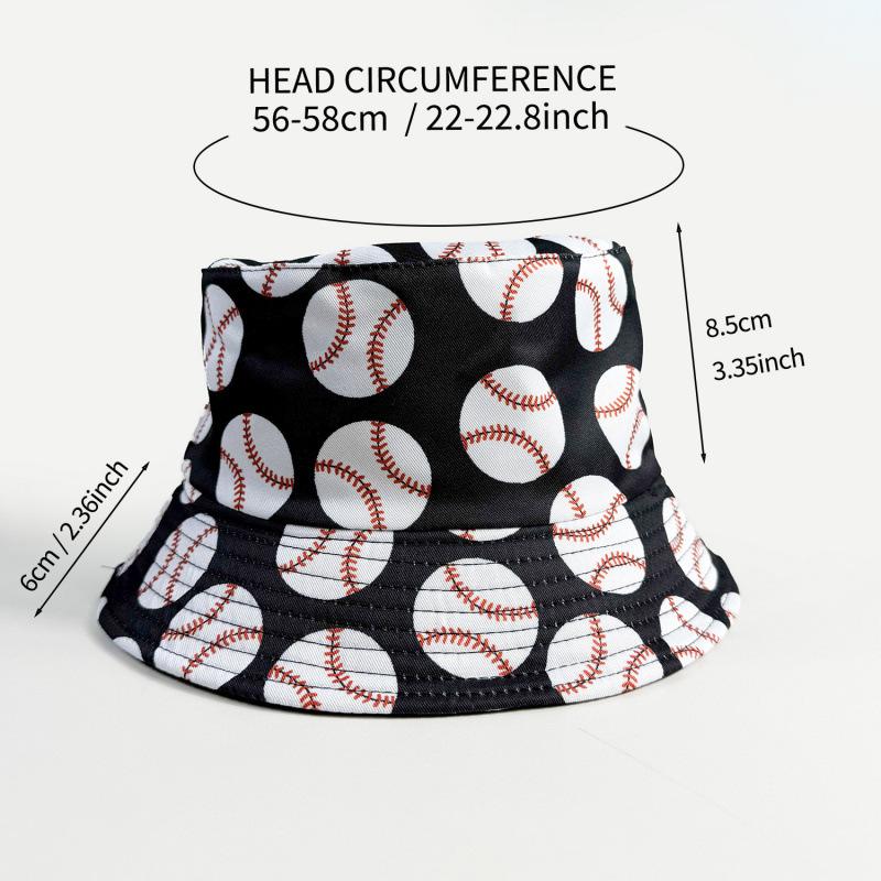 Double-sided baseball printed bucket hat men's and women's sunshade sunscreen basin hat outdoor casual versatile trendy hat