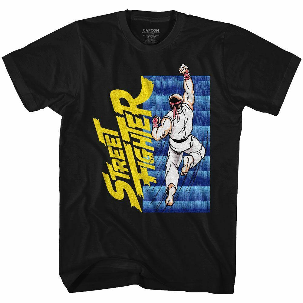 Street Fighter Uppercuttin  Black Adult T-Shirt S