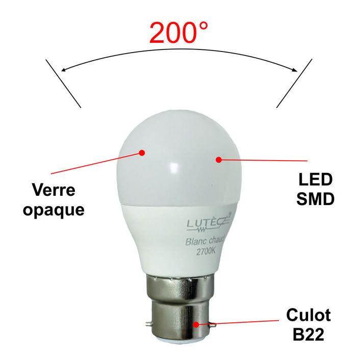 Lot de 2 ampoules LED B22 7,3W 806Lm 3000K - garantie 5 ans