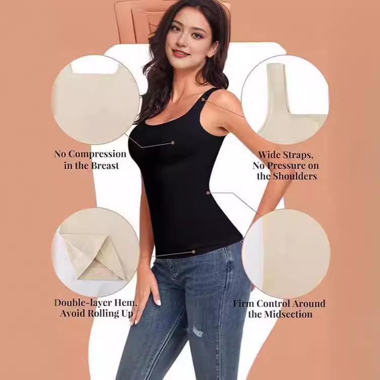 Women's European & American Slimming Square-Neck Compression Camisole – Tummy-Control, Body-Shaping, Seamless Vest