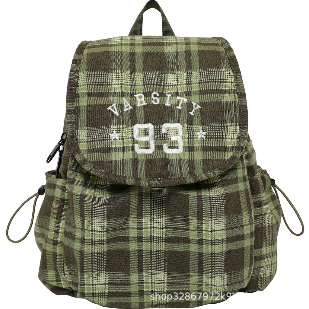 A Niche Retro Checkered Backpack for Women, A Casual Schoolbag for Autumn and Winter