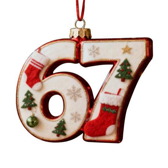 67 Christmas Ornament 2D Flat Funny Six Seven Meme Christmas Decoration