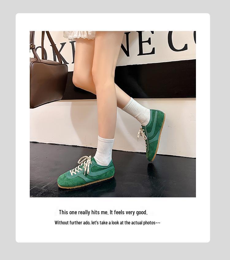 Retro německé tréninkové boty inspirované Su Yinyin: 2025 Prodyšné dámské kožené sportovní tenisky