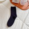Women Coral Velvet Floor Socks Fluffy Pure Color Medium Tube Elastic Sleep Plush Sock