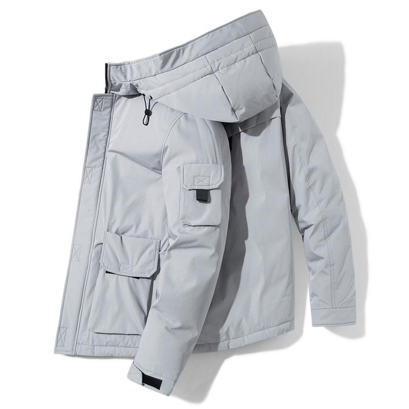 

Мужской пуховик зимний трендовый ветрозащитный и теплый пух белой утки универсальный с капюшоном утолщенный свободный карго пуховик куртка 4XL