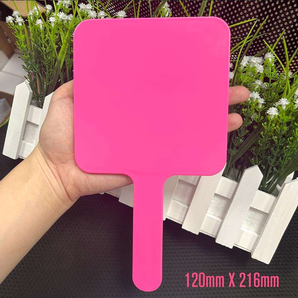 Low Moq Heart pink Shade Mirror for Makeup Custom logo Handle Makeup Colorful Cosmetic Mirror