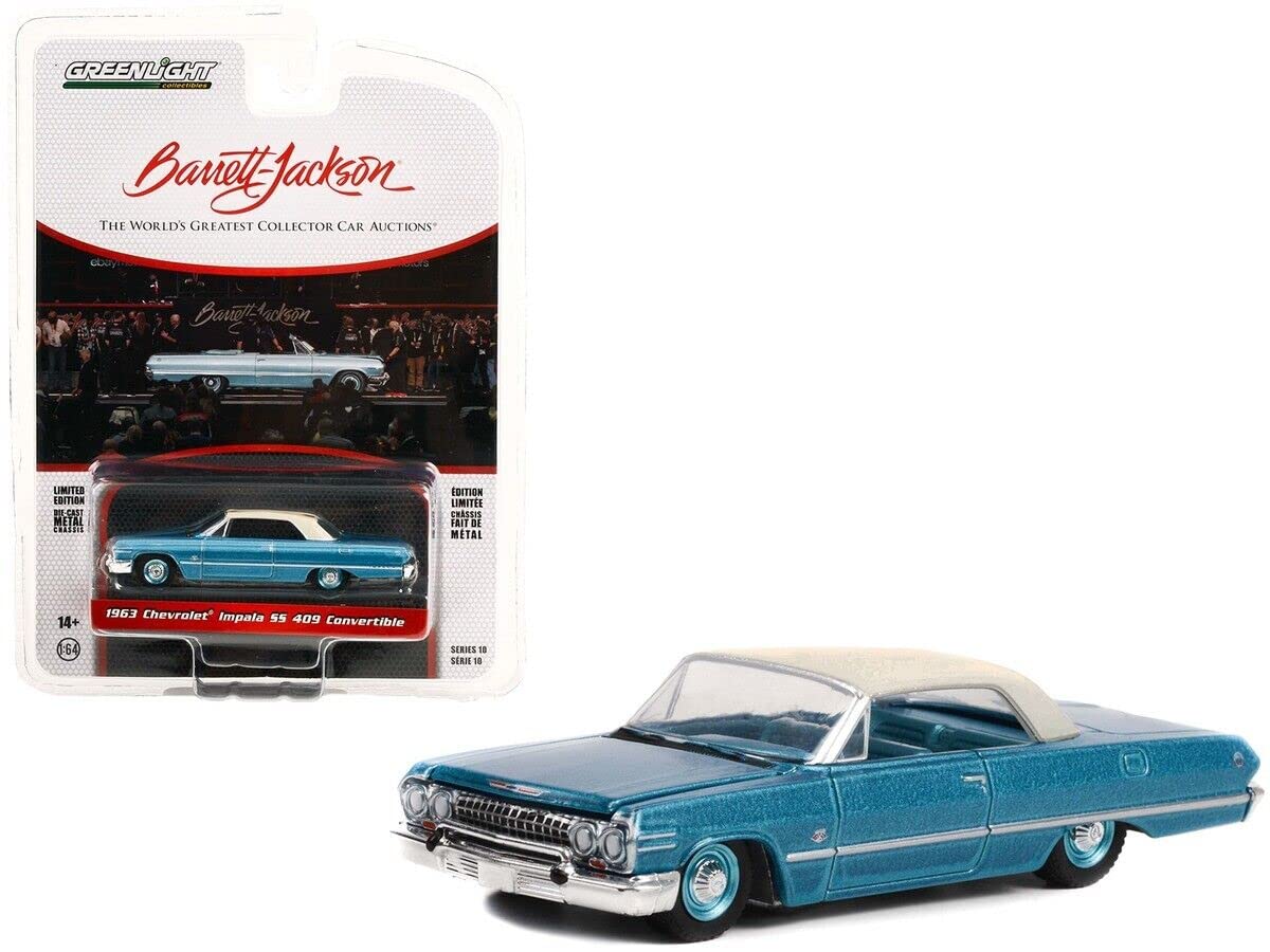 

Greenlight Chevrolet Impala SS 409 Convertible Blue Valley Jackson GREENLIGHT Ser 10 Impala Mini Car 1/64 Barrett-Jackson [Item]