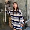 Korean Fashion Women Striped T-shirt Spring Autumn Round Neck Student Casual Thin Versatile Long Sleeve Pullover Tops