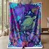 Oceanic Sea Turtle Adventure Theme Blanket Lightweight Warm Flannel Blanket Decorative Throw Blanket for Home Decoration