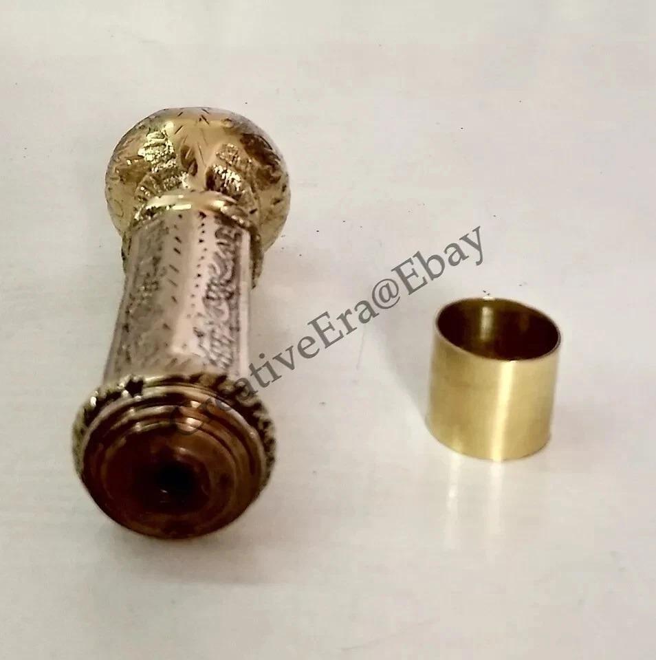 Designer Brass Long Handle Walking Stick Black Wooden Brass Inlaid Cane Gift