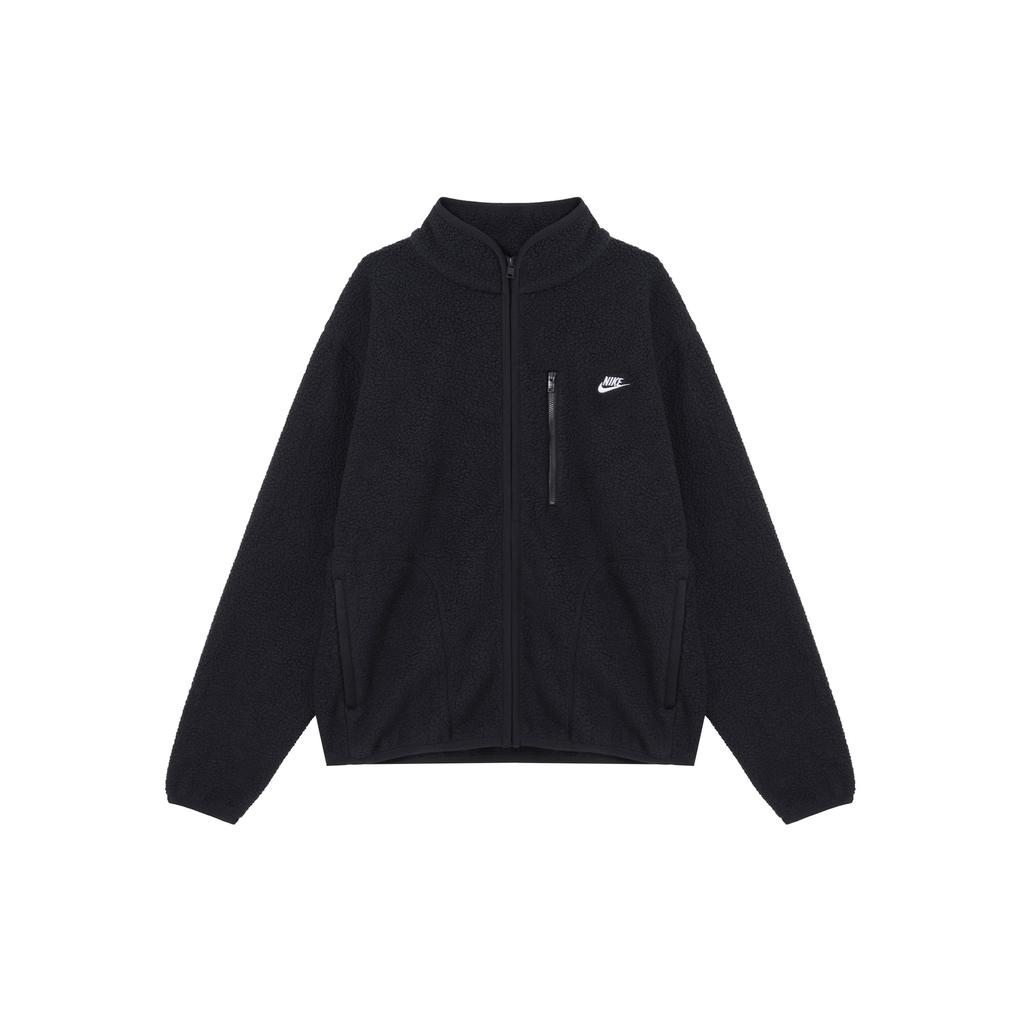 Nike Klubová ležérní móda Jednoduchá fleecová bunda na zip s dlouhým rukávem Pánské bundy Černá Bílá FZ0889-010