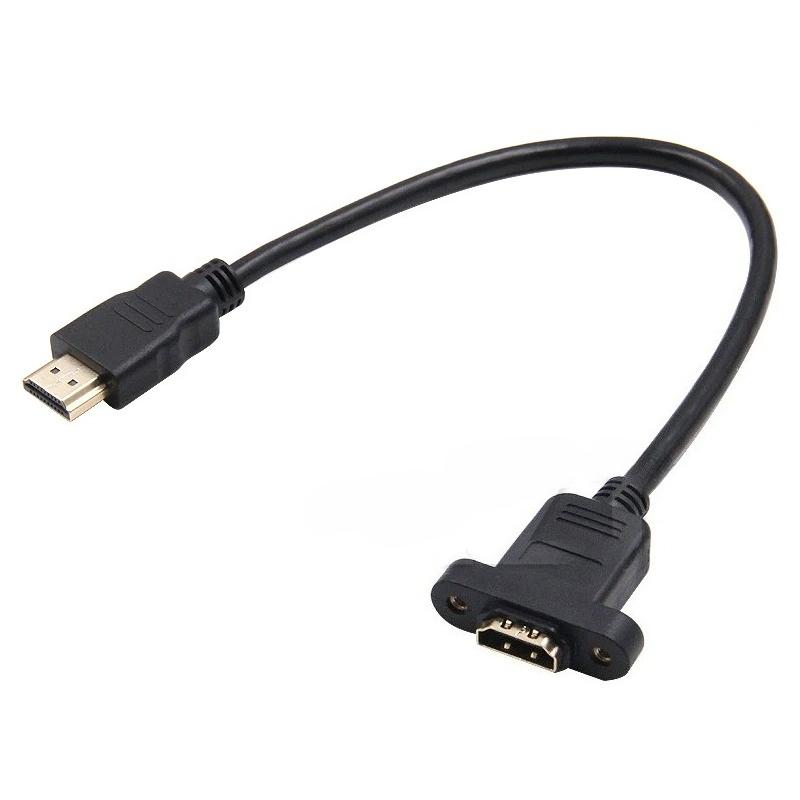1 ud. Cable de Extensión HDMI Compatible Chapado en Oro Macho a Hembra Con Tornillo para Montaje en Panel Para 1080P PSP HDTV 0.3M/0.5M/0.6M/1.0M