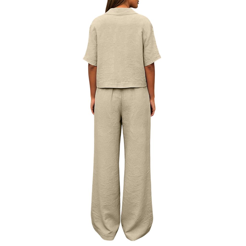 Dámský módní ležérní dvoudílný set s krátkým rukávem a kulatým výstřihem, oversize