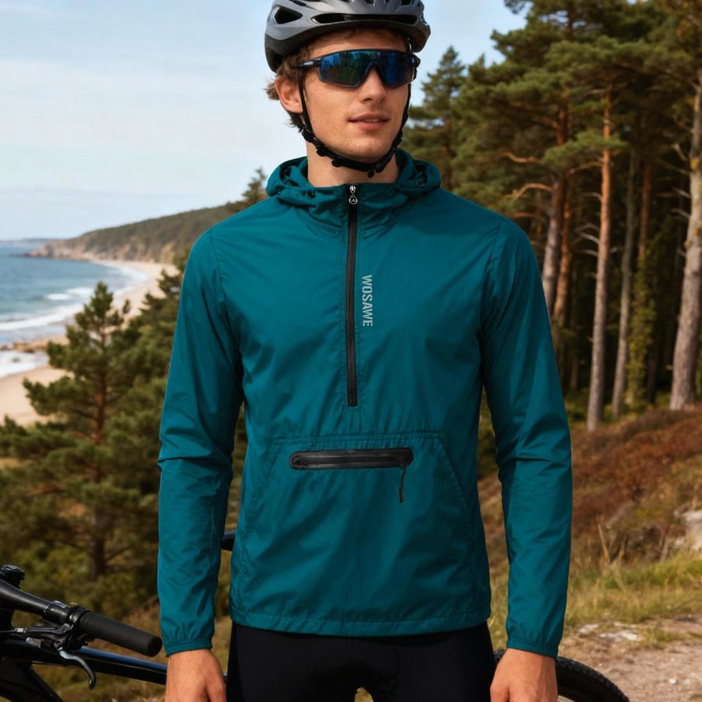 Wosawe Men Cycling Windbreaker Windproof Breathable Bike Jacket Outdoor Sports Wear