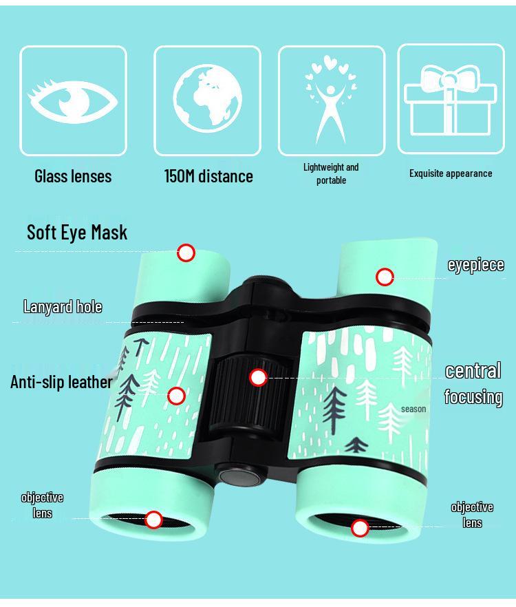 Children's Colorful Patterned Telescope & Binoculars Set with Rubber Grip