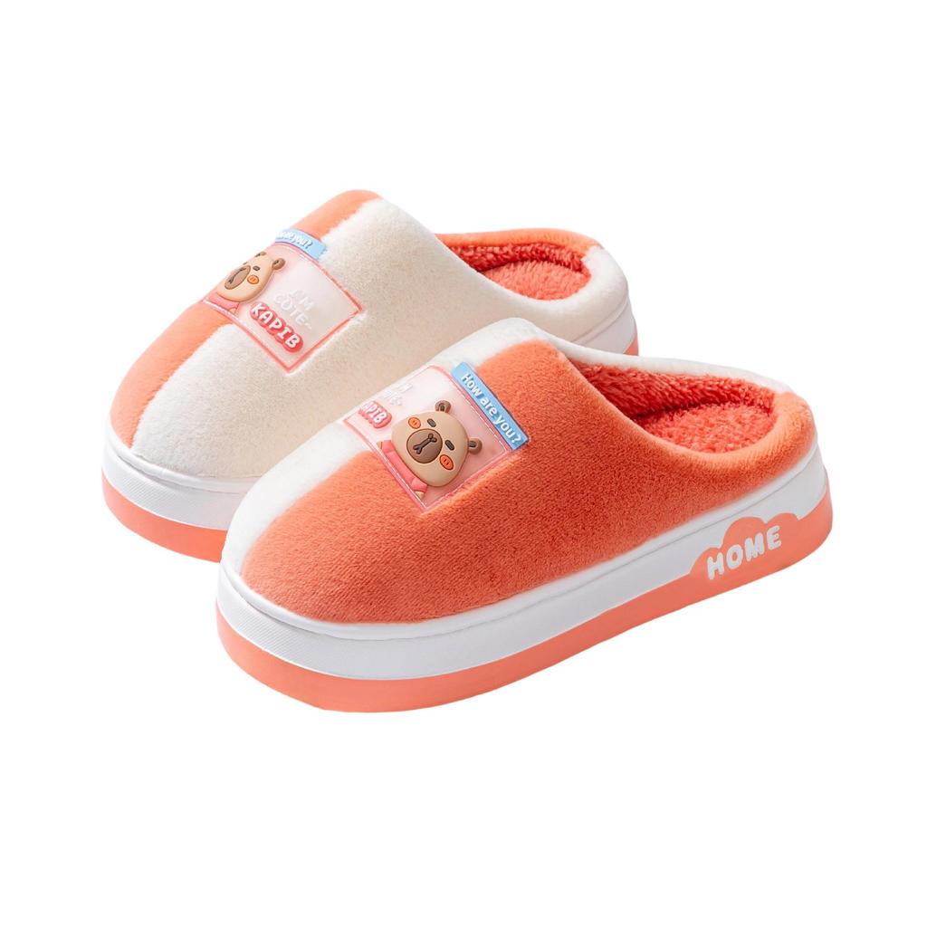 Plush Autumn/Winter Indoor Cotton Slippers - Thick-Soled and Warm for Men & Women