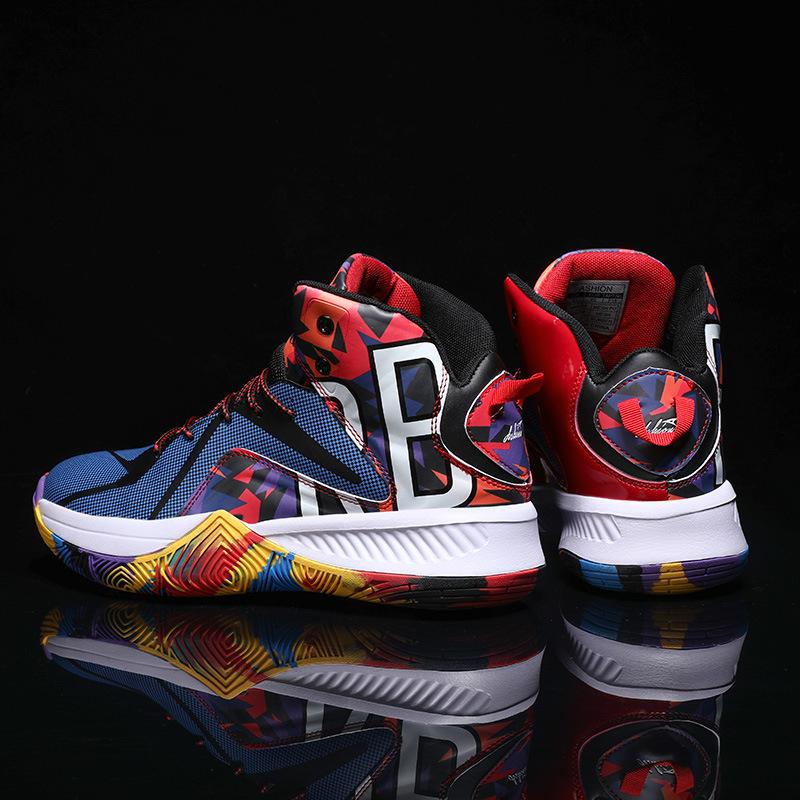High-top basketball shoes for men and women, autumn shock absorption, lightweight, non-slip and wear-resistant students, teenagers, camouflage b