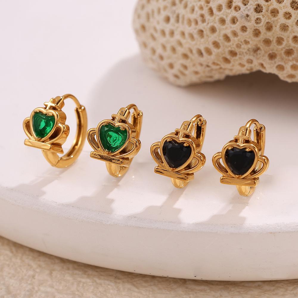 Gold-Plated Stainless Steel Crown Love Earrings Light Luxury High-End Temperament Earrings Earrings