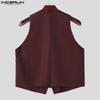 INCERUN Summer Men V Neck Tassel Decorative Clasp Casual Suede Waistcoat