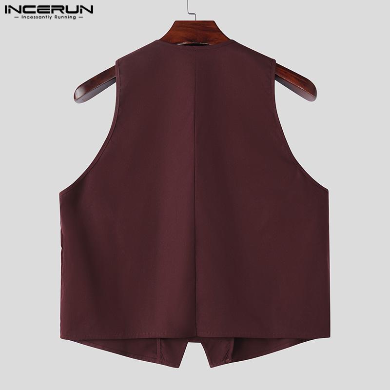 INCERUN Summer Men V Neck Tassel Decorative Clasp Casual Suede Waistcoat