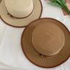 Korean Style Flat Top Cowboy Cap Flat Brim Panama Hat Retro Straw Woven Hat  Spring Summer