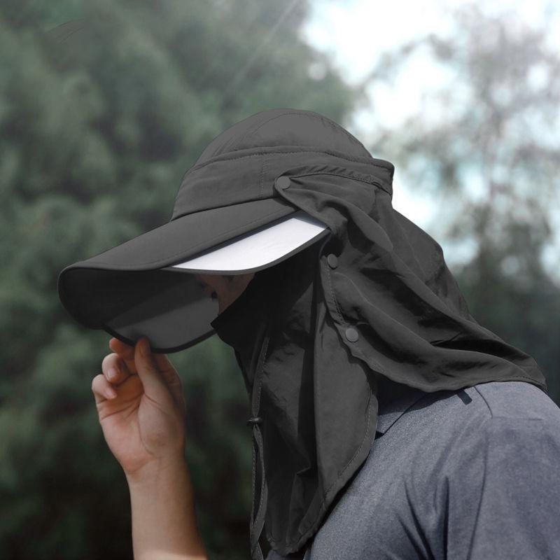 

3 шт., мужская панама с шалью и лицевой крышкой, летняя анти-УФ-защитная шляпа для походов и рыбалки, съемная панама для защиты лица и шеи 56-60CM