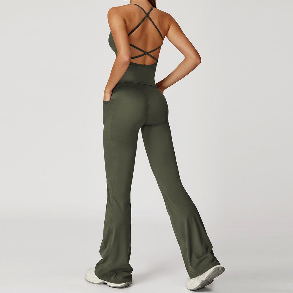 JYL Naked Fashion Yoga Set Cross Back Quick Dry Running Outfit