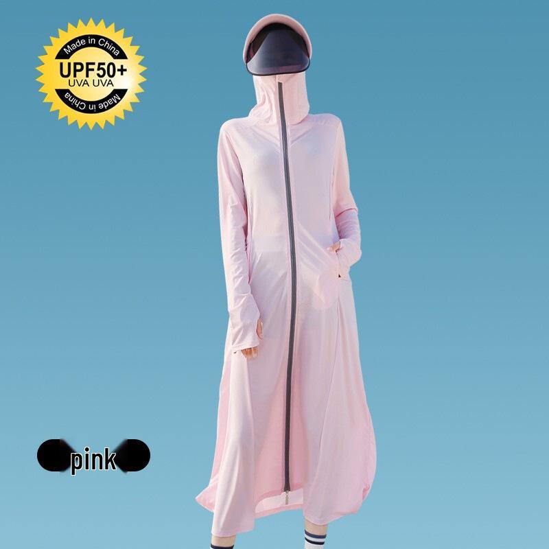 Dámský dlouhý letní kabát z ultra tenkého ledového hedvábí pro ochranu před sluncem
