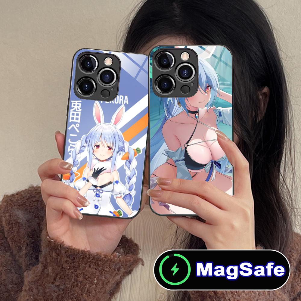 Usada Pekora Anime Phone Case for iPhone 16 15 14 13 12 11 Pro Max Plus Mini MagSafe Glass Colour Protective Smartphone Luxury
