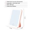 3 Colors LED Vanity Mirror with Touch Screen USB Rechargeable Dimming Makeup Mirror 3 Brightness Portable