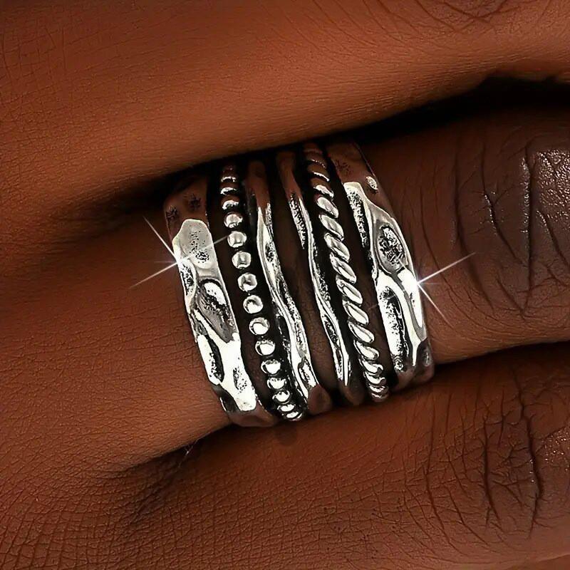 CopperPunk Vintage Irregular Geometric Rings for Women Statement Female Rings Daily Wear Trendy Jewelry