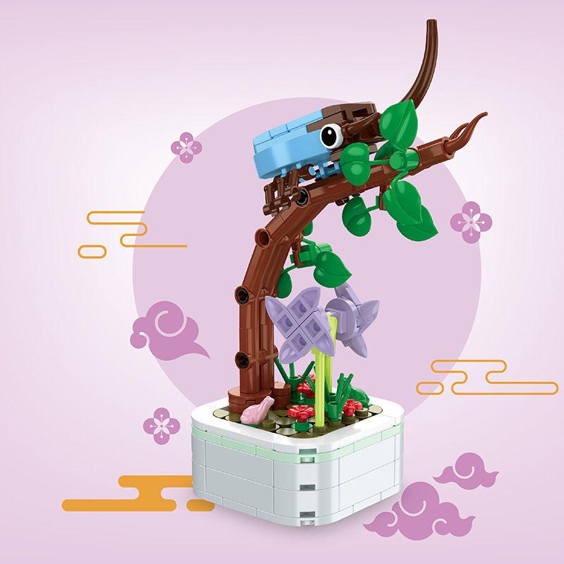 Perpetual Bouquet Tulip Flower Building Block 3D Model Home Decoration Plant Potted Assembly Bricks Valentine Child Gifts