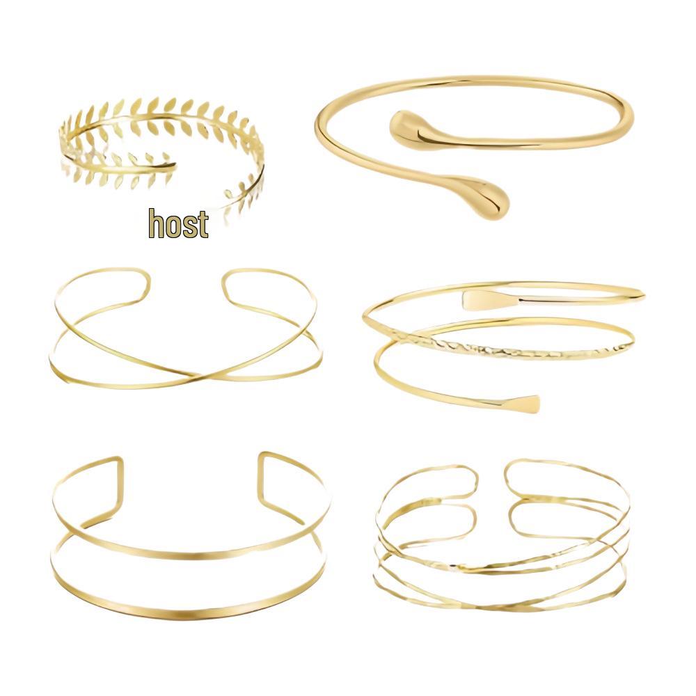 Geometric Open Metal Bangle Set: European & American Style Hand Jewelry