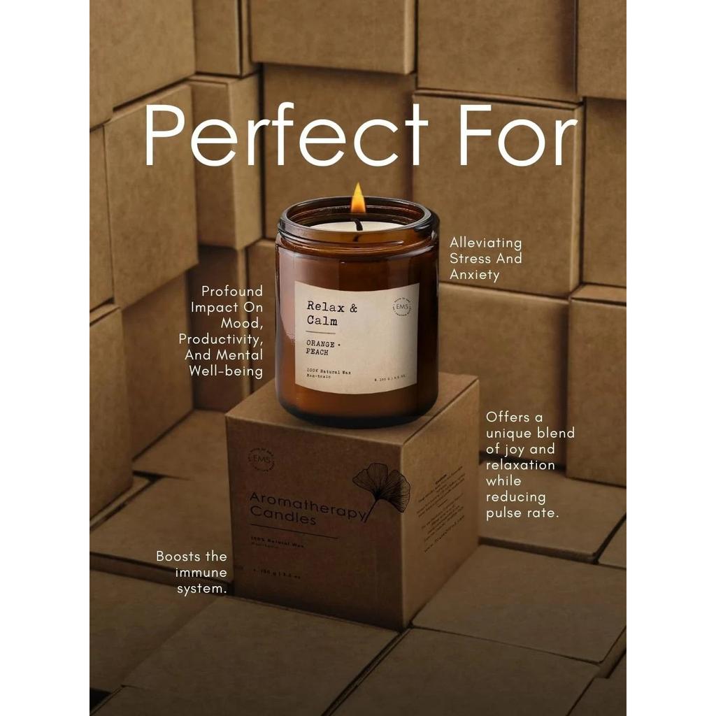 Scented Candles Set of 4 Natural Wax | Sleep- Focus-Relax-Refresh 100g | 30Hrs