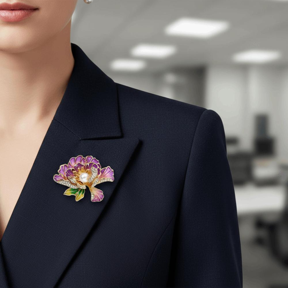 Handmade Peony Flower Brooches Colorful Chinese Style Corsage Fashion Lapel Pin for Women