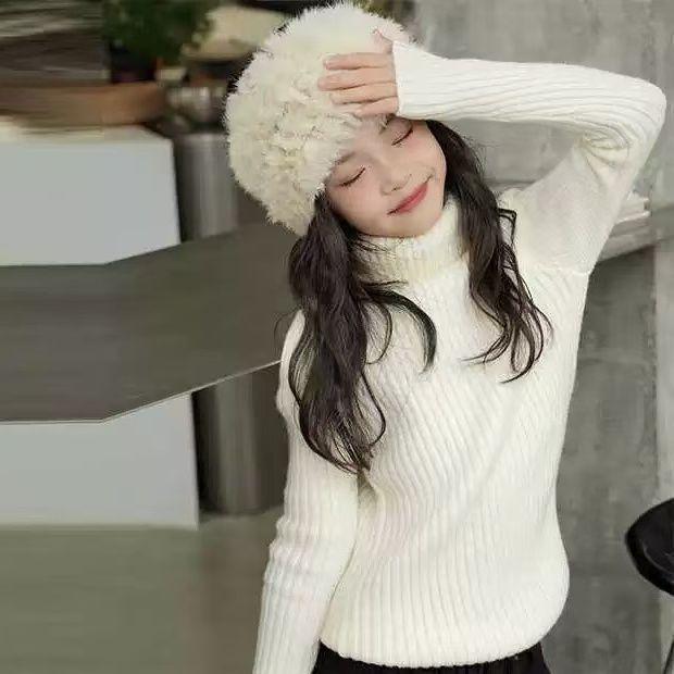 Dívčí vlněný flísový kabát s velkým kožešinovým límcem, korejský styl, silný, módní, na podzim/zimu 2024