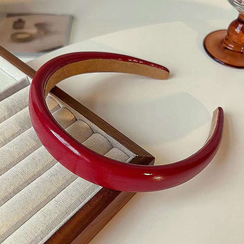 Retro Rødt Lær Svamp Hodebånd For Kvinner Temperament Hårbøyle Vaske Ansikt Hårbånd Kvinnelig Fest Hårtilbehør Gave