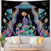 Galoker Blacklight Skeleton Tapestry Fantasy Plant Floral Tapestries UV Reactive Alien UFO Tapestry Galaxy Space Tapestries Wall Hanging for Home