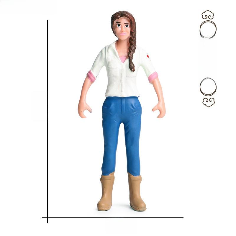 Farm Pasture Simulation Plastic Doll Model Ornament Farmer Worker Animal Woman