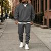 Men's Casual Loose Fit Lined Stand Collar Sweatshirt Set for Fall and Winter