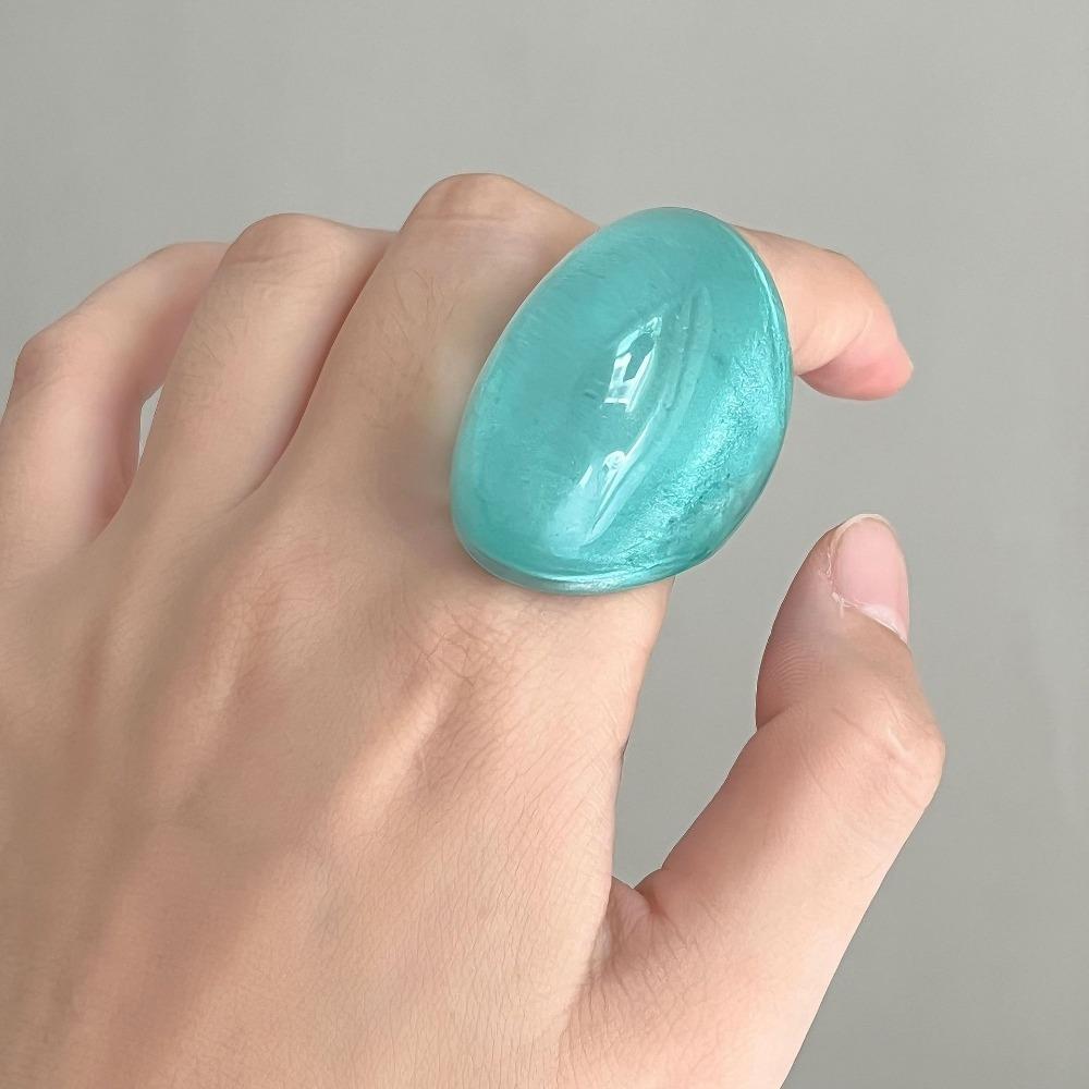 Non-adjustable Resin Ring Geometric Exaggerated Ring Oval Exaggerated Ring  Girls Jewelry