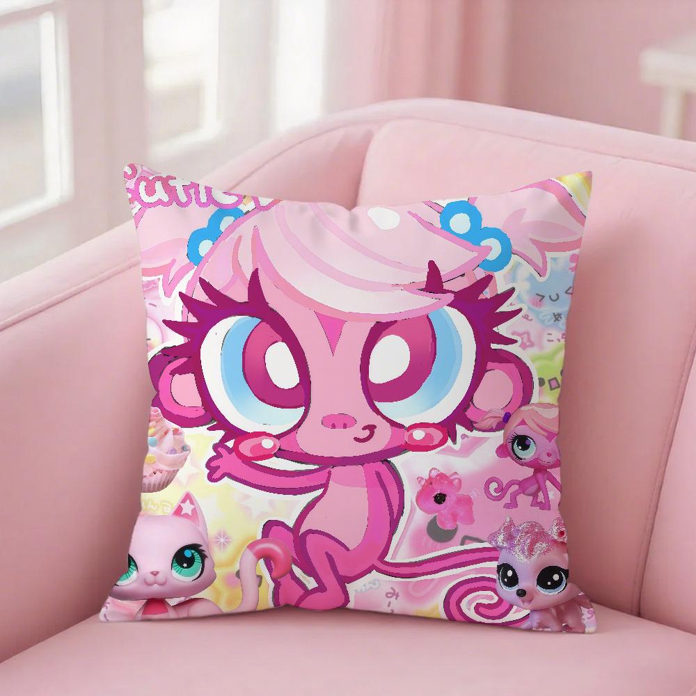 L-Littlest P-Pet Shop Pillow Case Square Double-Sided Printing Sofa Cushion Cover Bedroom Bedside Pillowcover